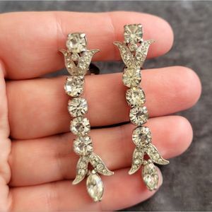 Eisenberg Earrings Clip-on Dangling Silvertone Vintage Glamour